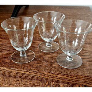 Etched Atomic Starburst Cocktail Glasses MCM 6-point star Susquehanna dessert (3